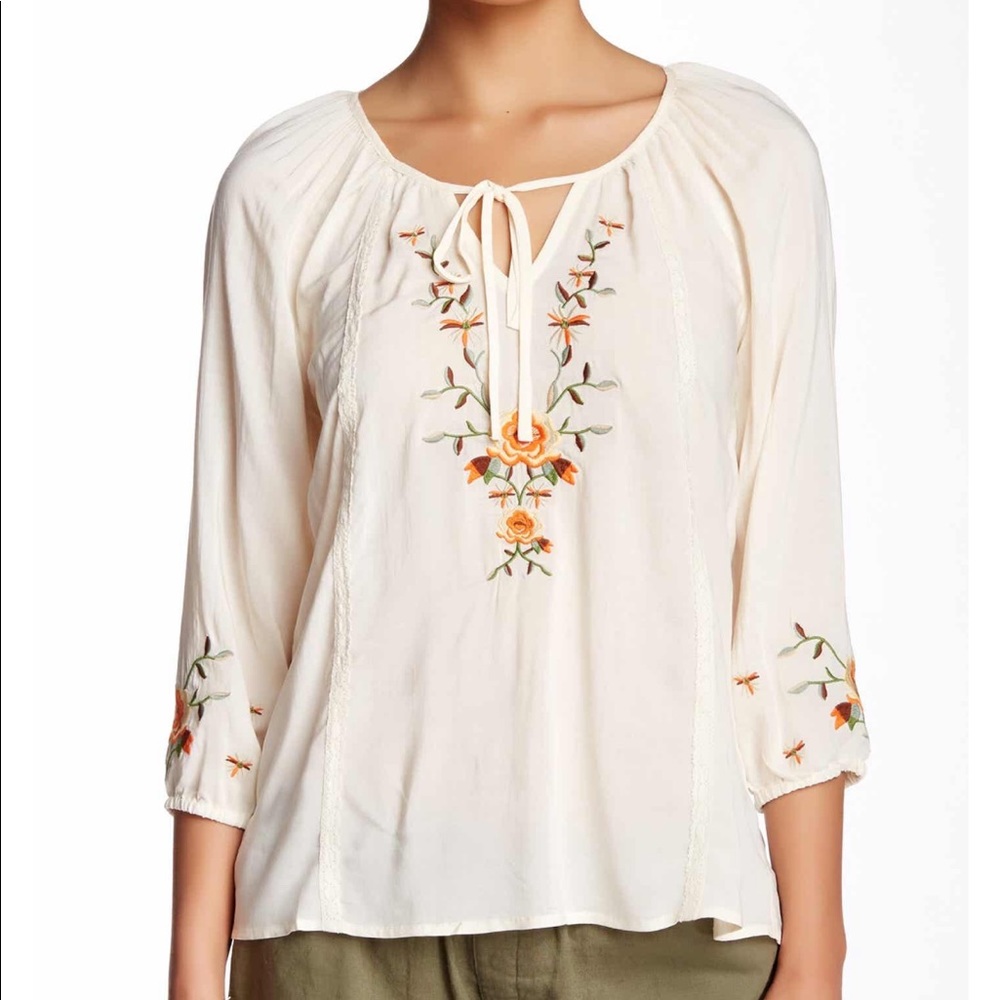 Love Stitch Boho Floral Embroidered Blouse